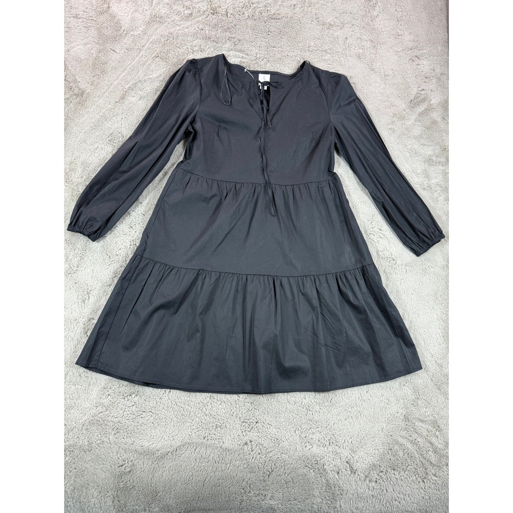 NWOT Joie Black Tiered Dress Long‎ Sleeve Cotton Blend Mini Casual S Whimsigoth